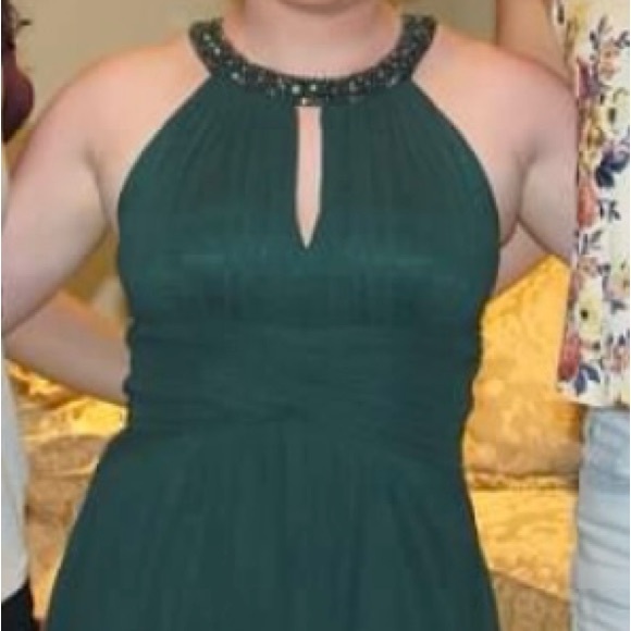 Eliza J tiered chiffon halter gown - Picture 2 of 2